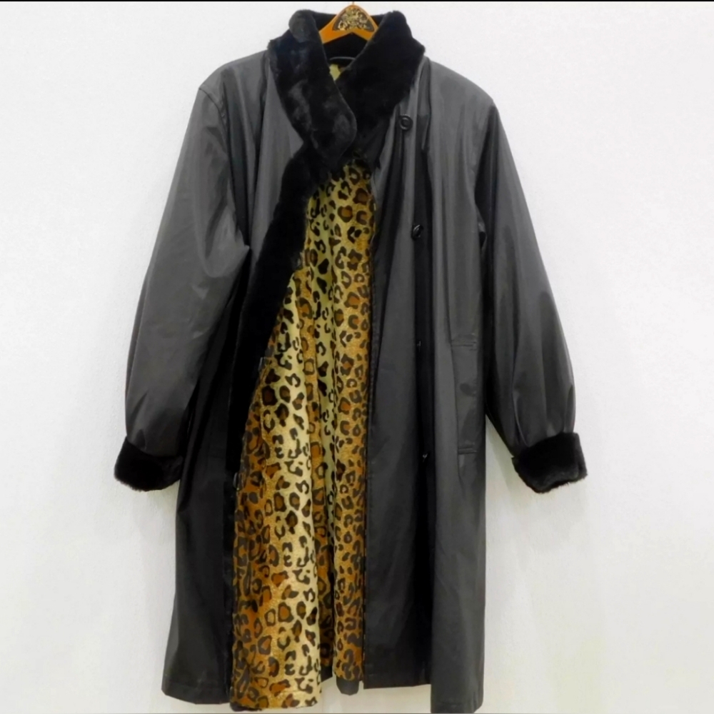 American Bazaar Designer Women's Size Small Trench Coat W/ Faux Fur Lining